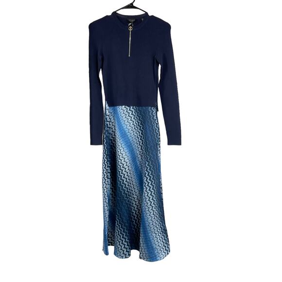 Ted Baker NWT 1/4 Zip Ionaaa Mock Slip Midi Dress Blue Navy Size 1 (US 0-2) - Picture 4 of 14